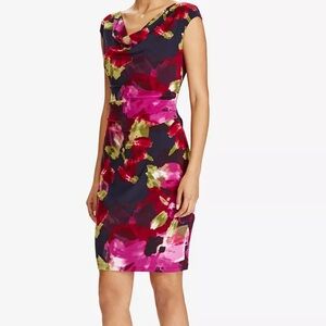 Lauren Ralph Lauren Pink and Green Floral Midi Dress